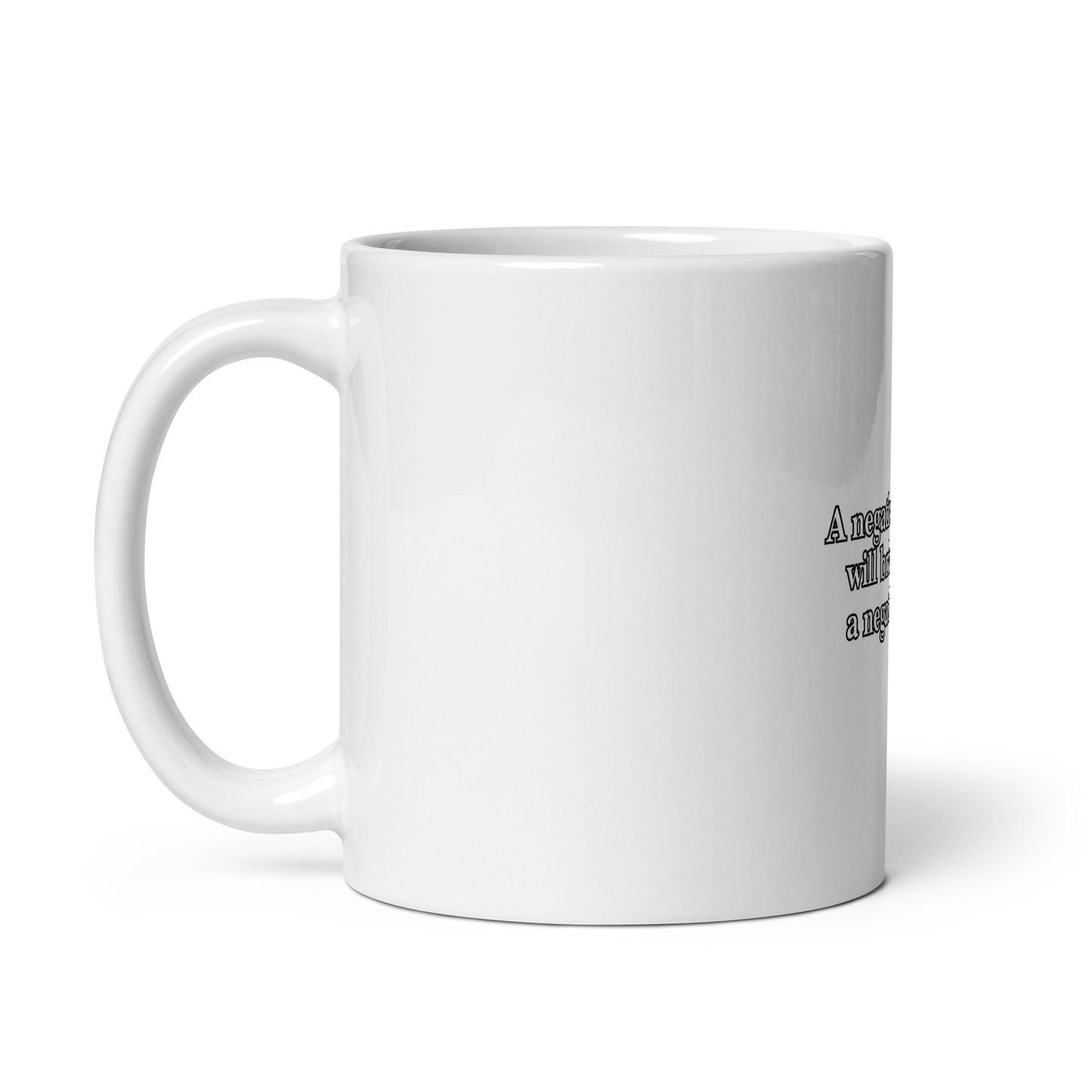 A negative medset will bring about a negative result White glossy mug