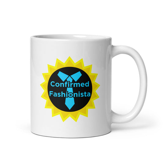 Confirmed Fashionista White glossy mug