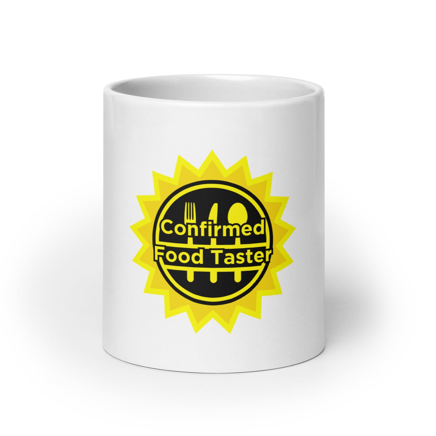 Confirmed Food Taster White glossy mug